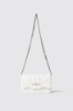Mini shoulder strap con matelasse' e logo con strass • Bianco