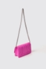 Mini shoulder strap con matelasse' e logo con strass • Fucsia