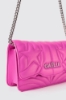 Mini shoulder strap con matelasse' e logo con strass • Fucsia