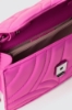 Mini shoulder strap con matelasse' e logo con strass • Fucsia