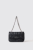 Mini shoulder strap con matelasse' e logo con strass • Nero
