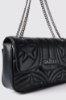 Mini shoulder strap con matelasse' e logo con strass • Nero
