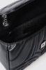 Mini shoulder strap con matelasse' e logo con strass • Nero