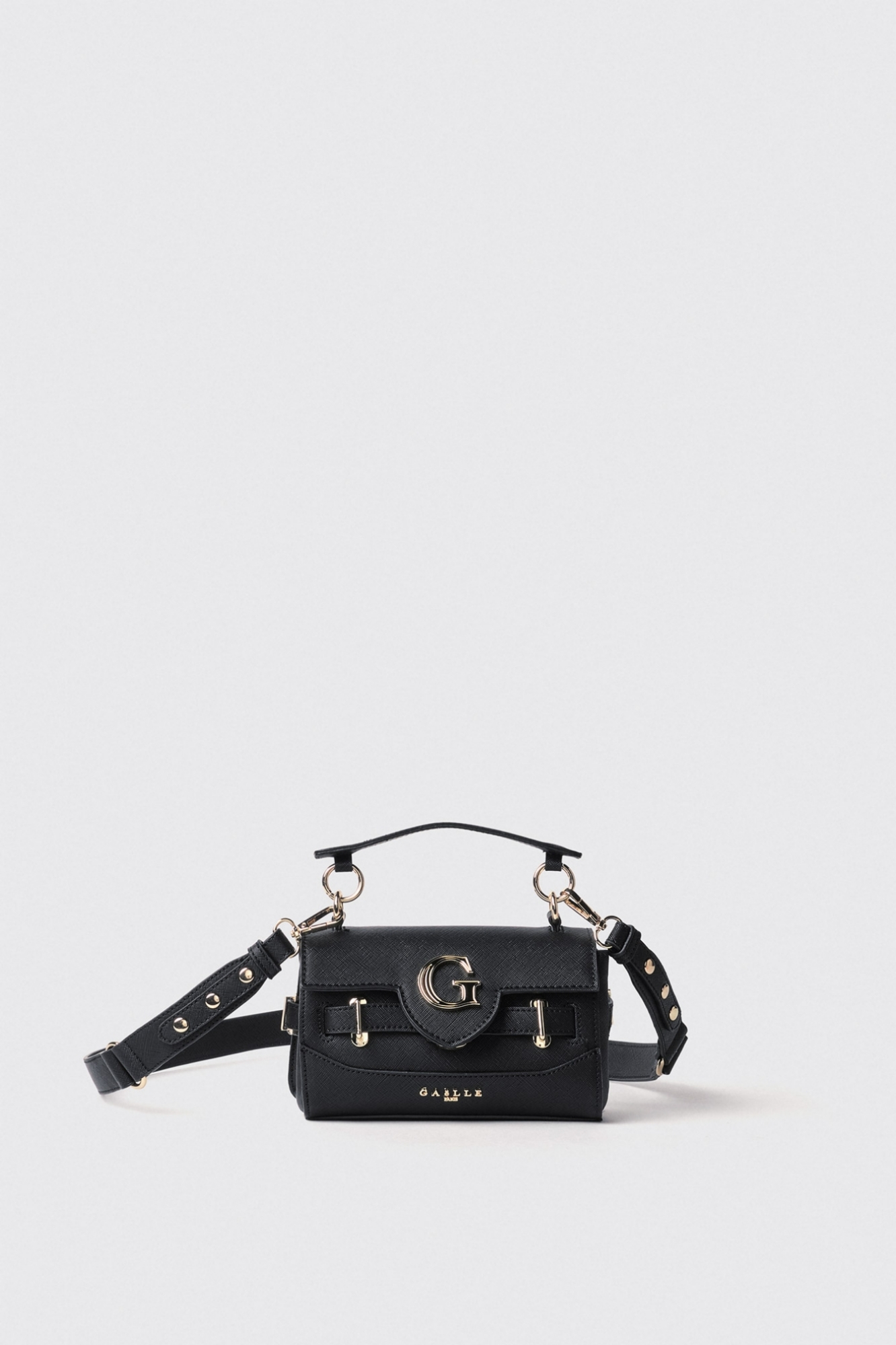 Mini shoulder strap con logo e applicazione g in metallo • Nero