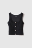 Top smanicato con bottoni in cady • Nero