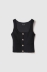 Top smanicato con bottoni in cady • Nero