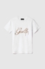 T-shirt paricollo con ricamo • Bianco