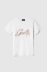 T-shirt paricollo con ricamo • Bianco