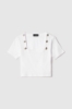 T-shirt crop con dettaglio scollo quadrato con bottoni oro logati • Bianco