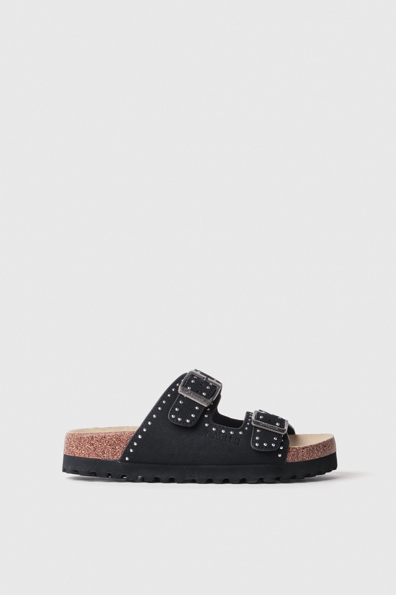 Sandalo 2 fasce con borchie • Nero