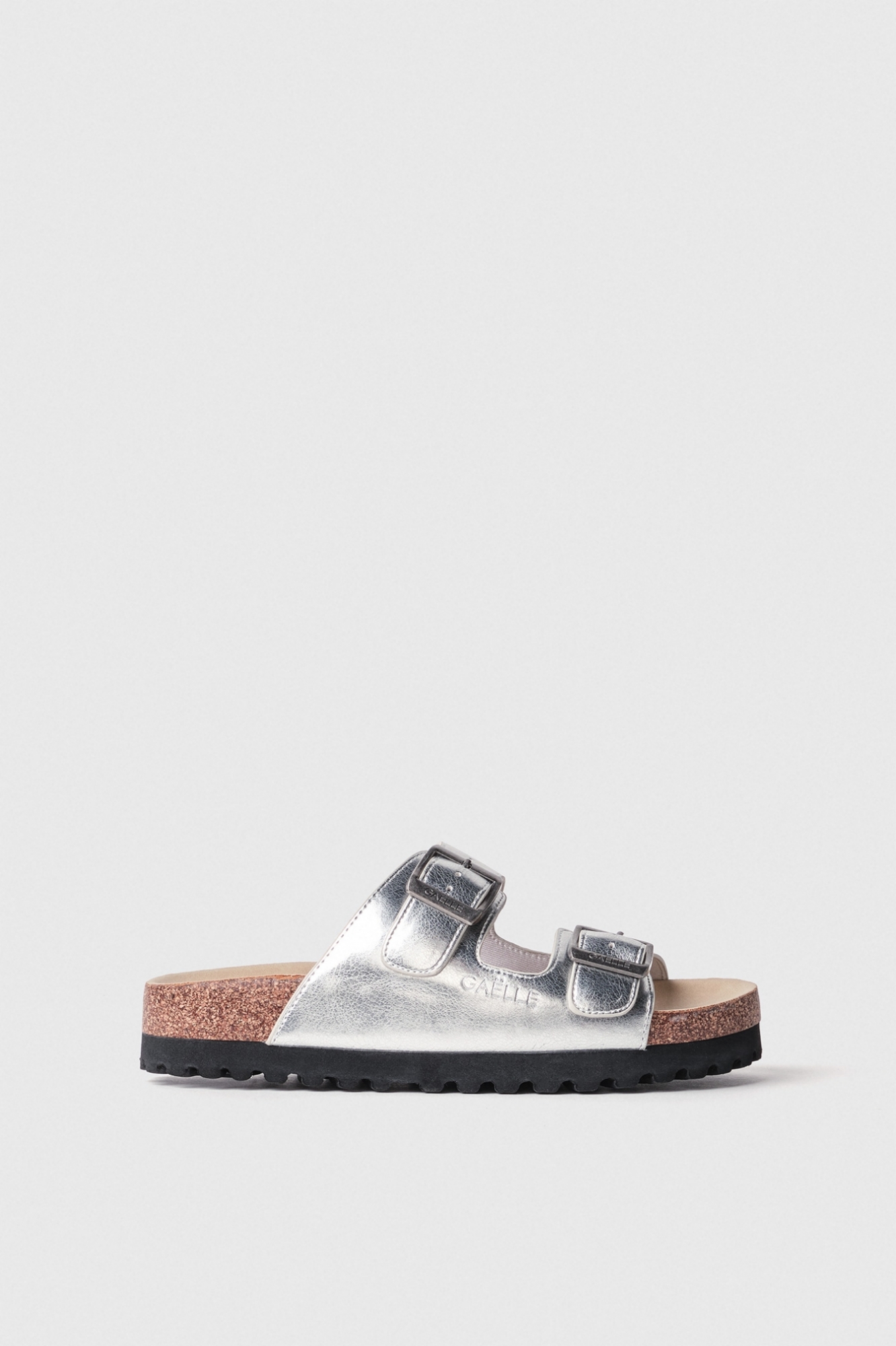 Sandali 2 fasce in laminato • Argento