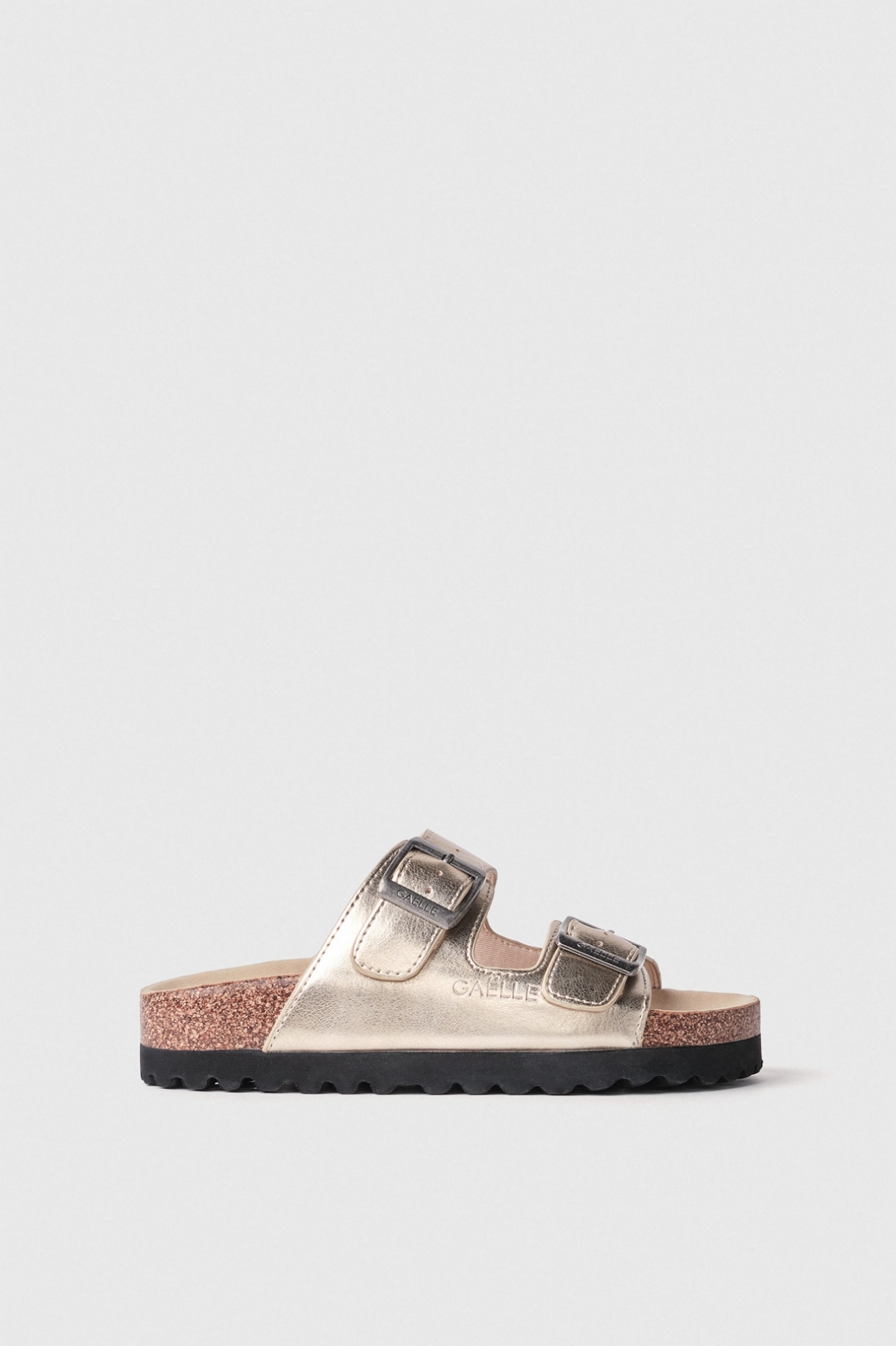 Sandali 2 fasce in laminato • Oro