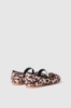 Ballerina flat con tessuto animalier e logo su elastico • Animalier beige