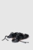 Ballerina flat in ecopelle con allacciatura in gros logato • Nero
