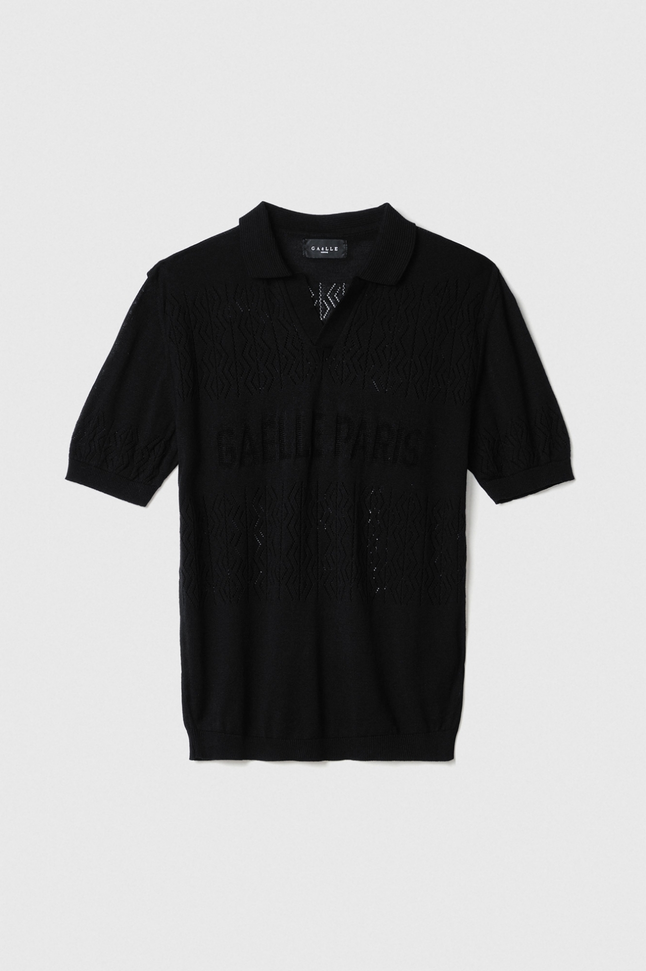 Picture of Half-sleeved knitted shirt • Black