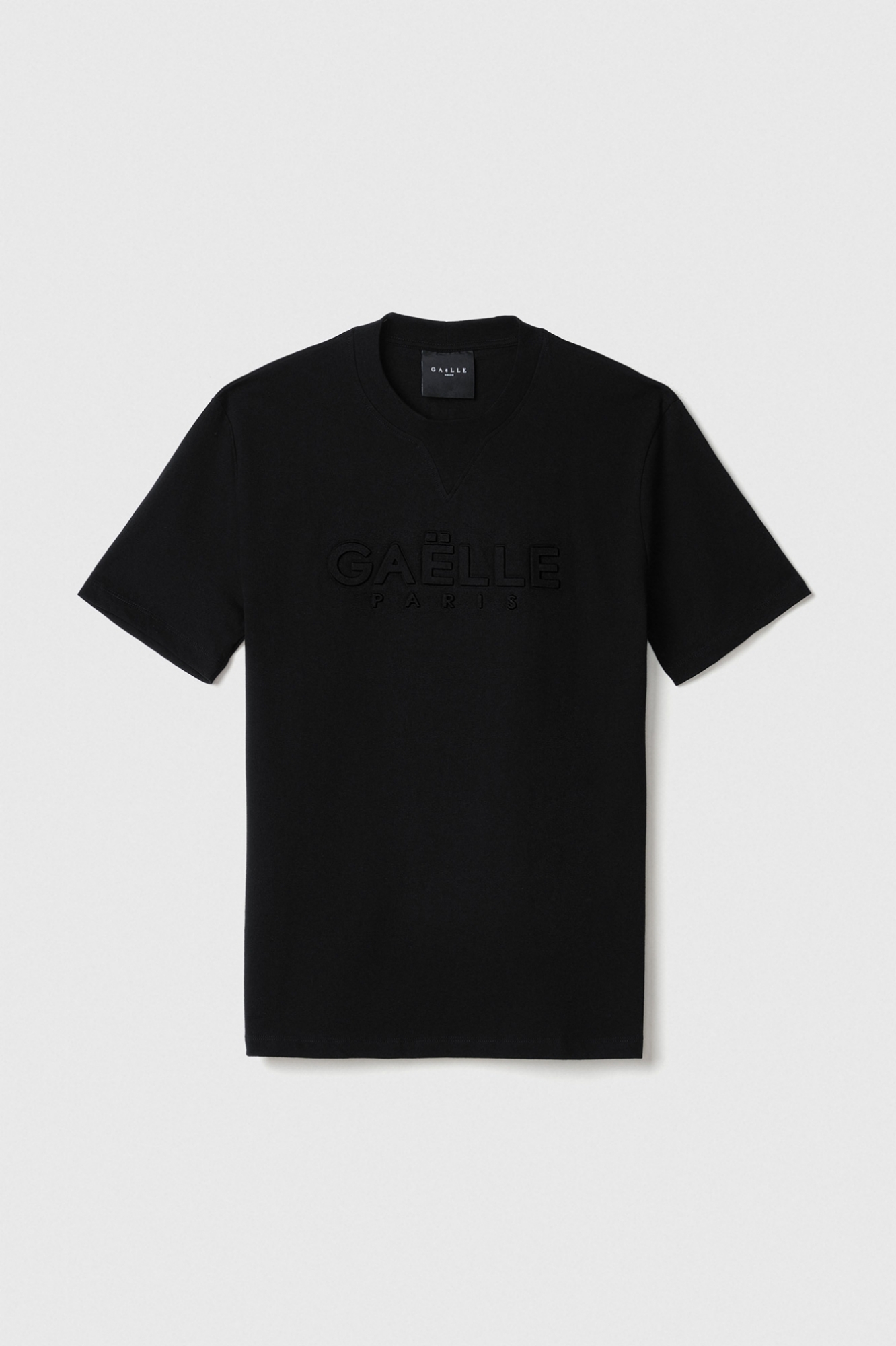 Picture of Crew-neck jersey T-shirt with embossing application • Black