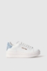 Sneakers addict in action leather con inserto denim • Denim light blu