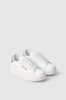 Sneakers addict in action leather con inserto denim • Denim light blu