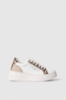 Sneakers addict in action leather con inserti animalier e suola logata • Animalier beige