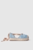 Espadrillas bassa in canvas con ricamo e gros stampato • Denim light blu