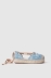 Espadrillas bassa in canvas con ricamo e gros stampato • Denim light blu