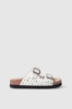 Sandalo 2 fasce con borchie e turchesi • Bianco