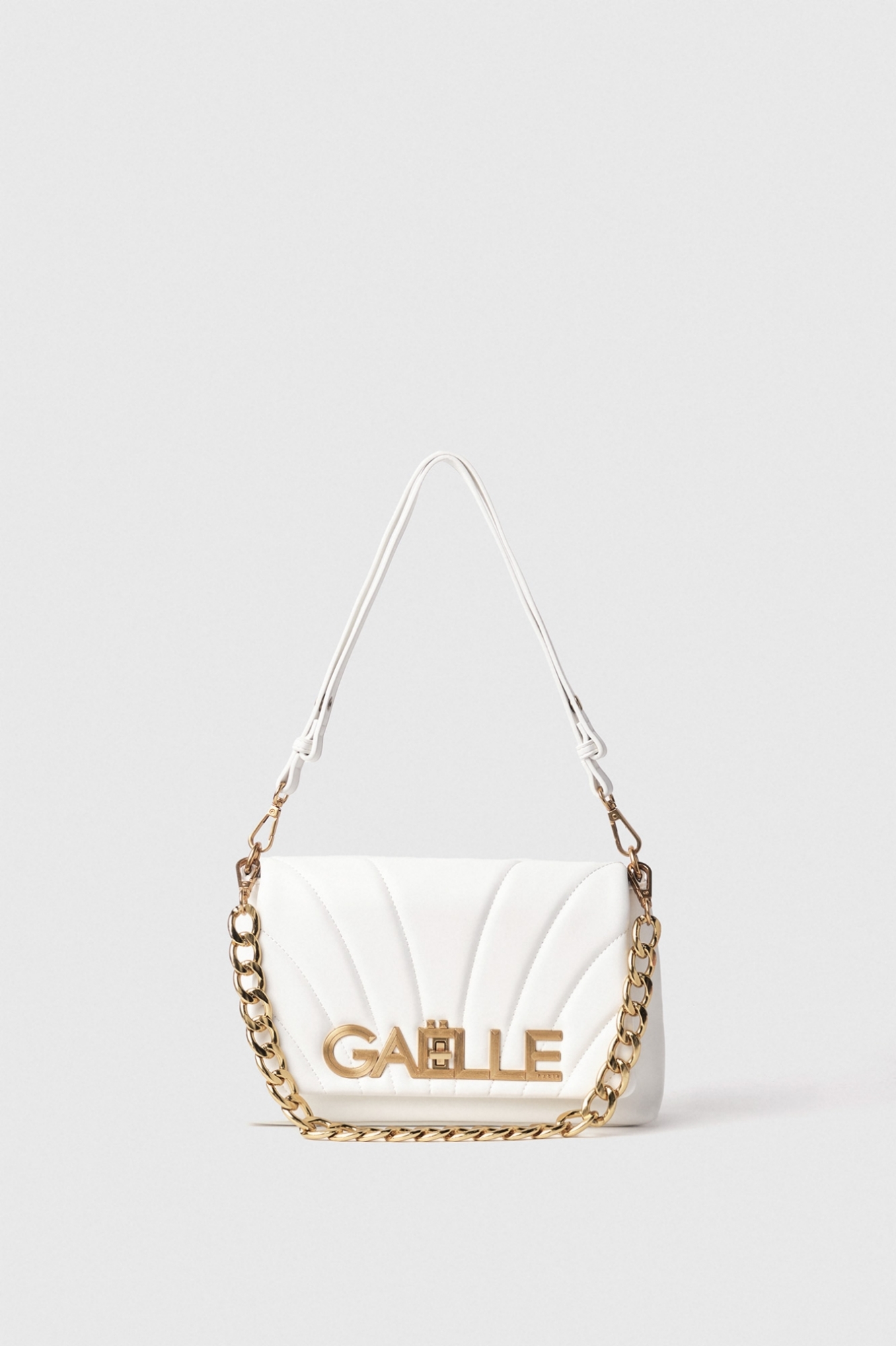 Reg shoulder strap con matelasse' e logo con chiusura a girello • Bianco