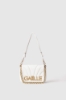 Mini shoulder strap con matelasse' e logo chiusura girello • Bianco