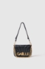 Mini shoulder strap con matelasse' e logo chiusura girello • Nero