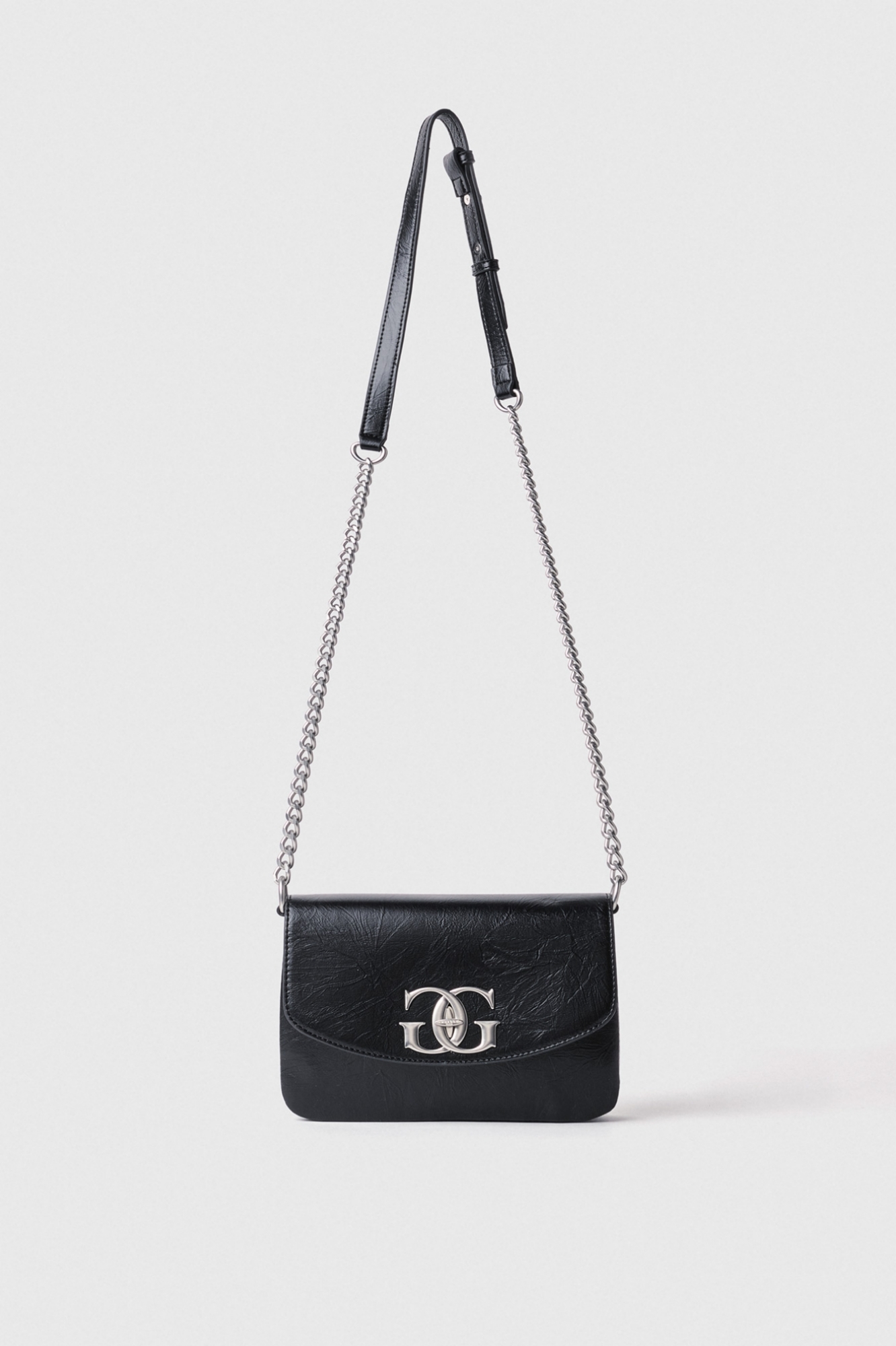 Mini shoulder strap con double g a girello • Nero