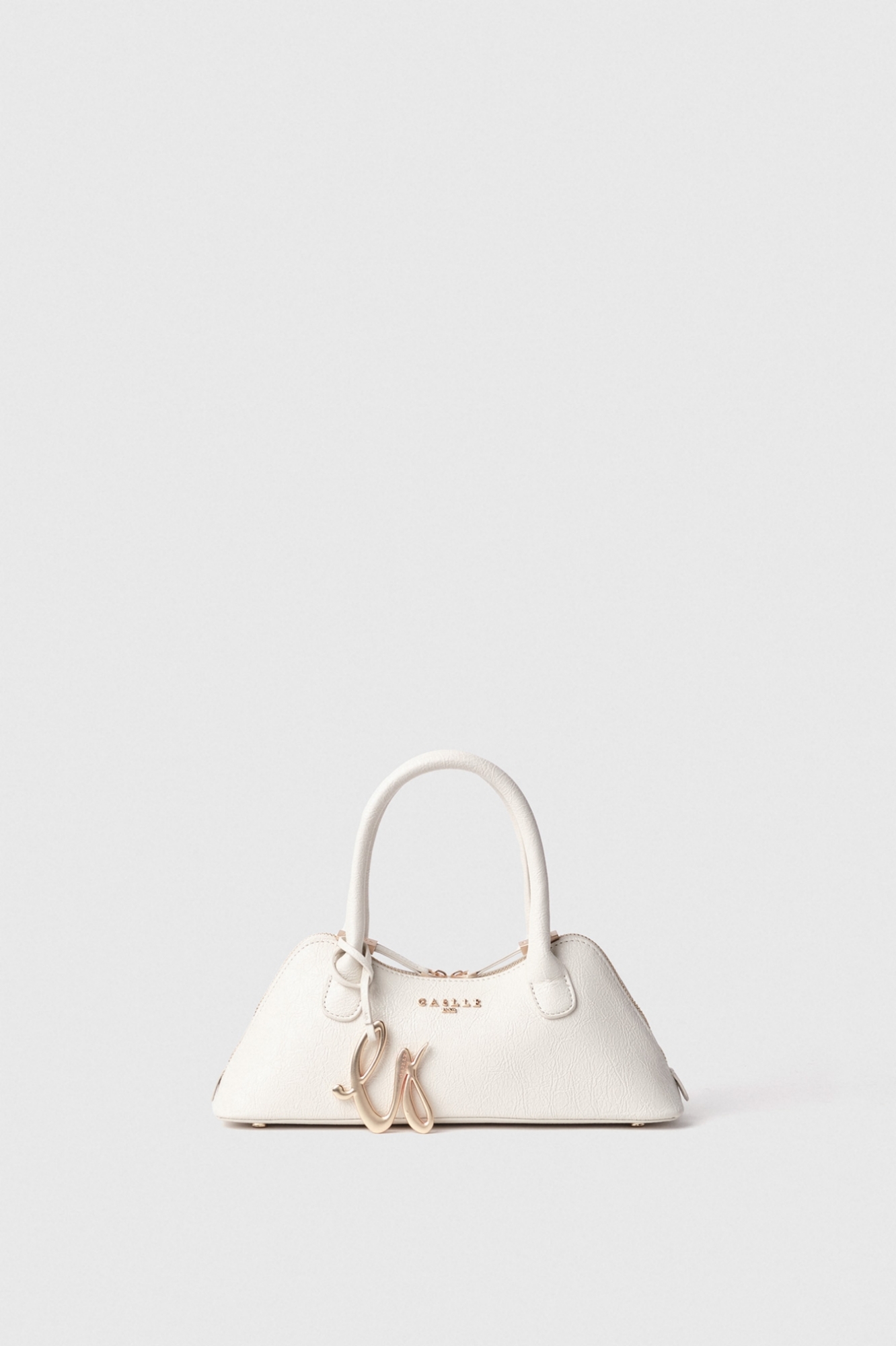 Mini duffle con logo in metallo e maxi flag g coursive • Bianco