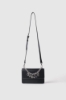 Reg shoulder strap con catena e letterine logo strass • Nero