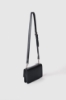Reg shoulder strap con catena e letterine logo strass • Nero