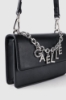 Reg shoulder strap con catena e letterine logo strass • Nero