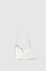 Mini hand bag con logo in metallo e logo catena su tracolla • Bianco
