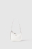 Mini hand bag con logo in metallo e logo catena su tracolla • Bianco
