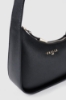 Mini hand bag con logo in metallo e logo catena su tracolla • Nero