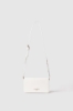 Mini shoulder strap con logo in metallo e logo catena su tracolla • Bianco