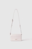 Mini shoulder strap con logo in metallo e logo catena su tracolla • Argento