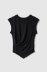 T-shirt smanicata con incrocio sul davanti e logo in strass neri • Nero