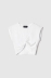 Top paricollo mezza manica con dettaglio incrociato sul davanti logo in strass crystal • Bianco