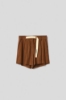 Picture of Linen blend shorts with pleats and side pockets, logo plate on strap • Coconut brown