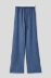 Picture of Soft straight trousers with drawstring waist and side pockets with faux satin underwear • Blue