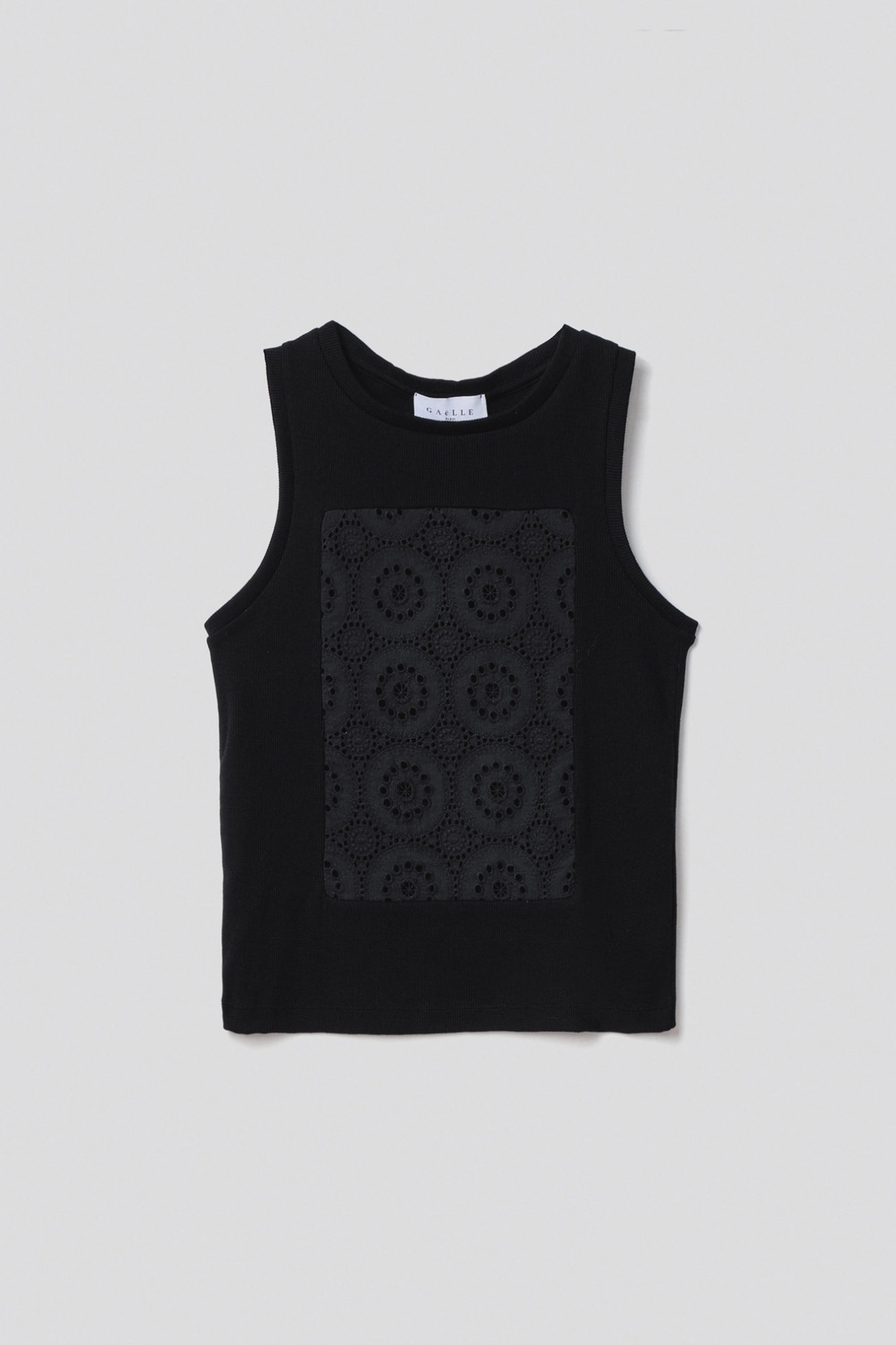 Picture of Tank top with San Gallo lace inserts • Black