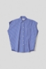 Immagine di Camicia over smanicata in popeline bastonetto • Azzurro scuro
