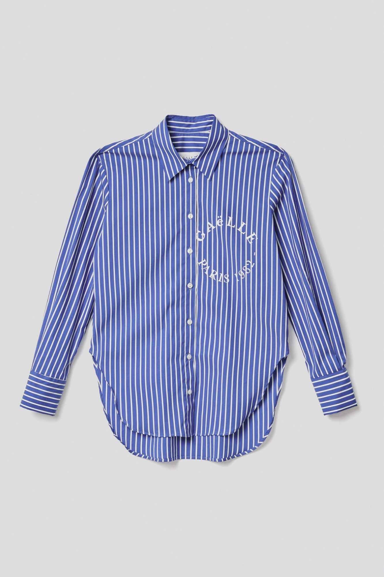 Immagine di Camicia con fondo irregolare in popeline bastonetto • Azzurro scuro