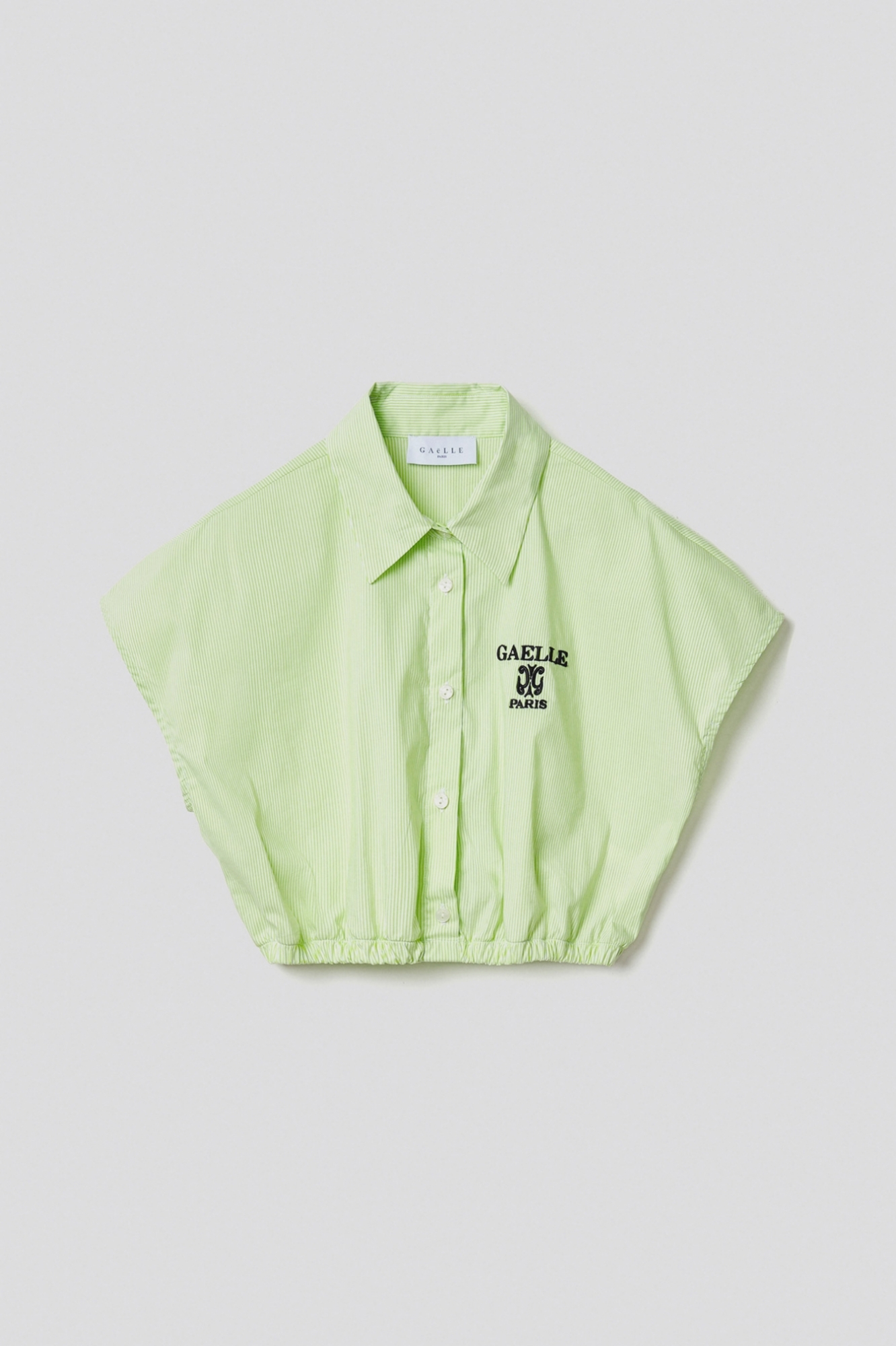 Immagine di Camicia cropped con elastico in popeline bastonetto • Lime