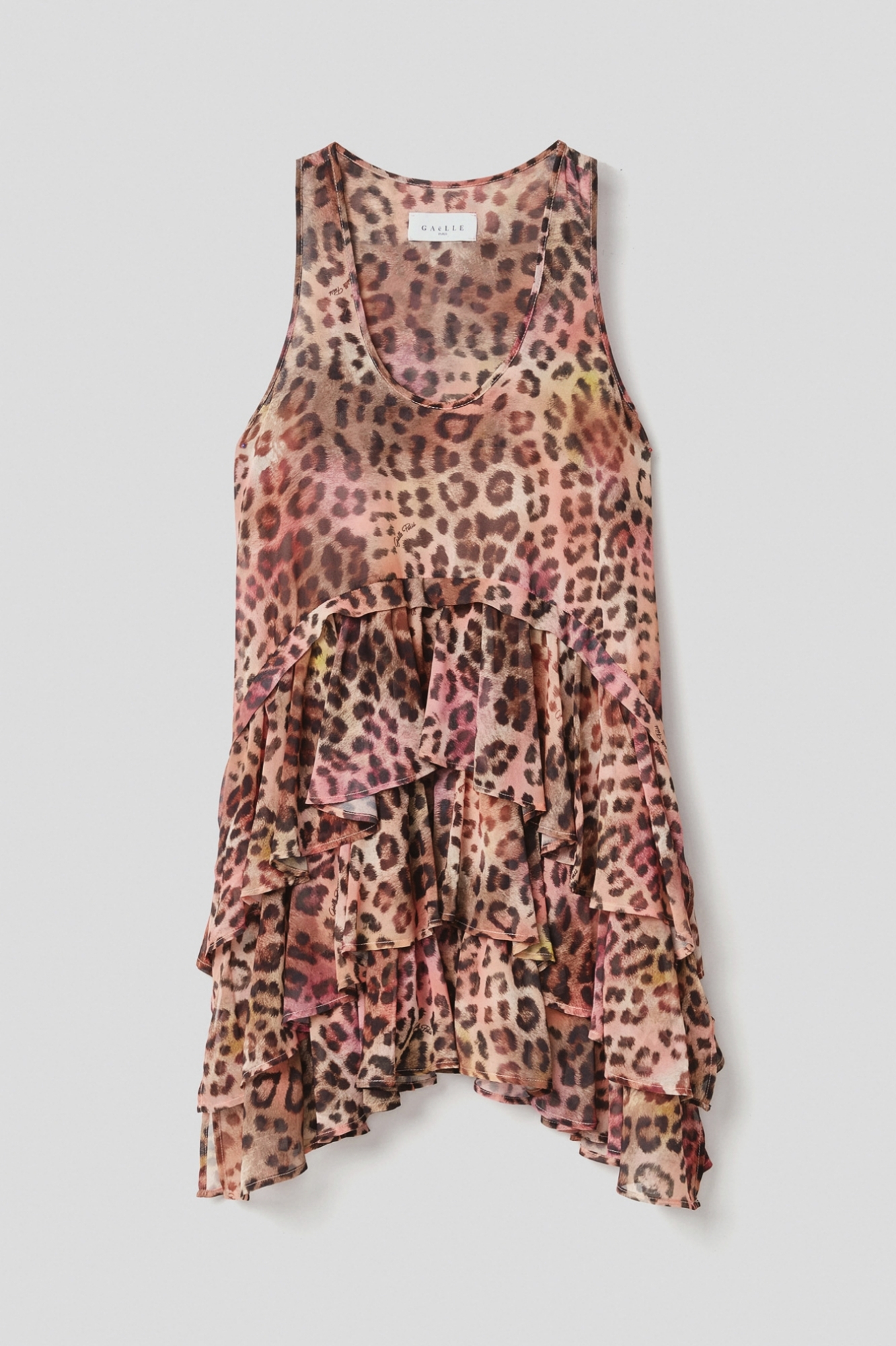 Picture of Short georgette camisole dress with asymmetrical ruffled hem • Multicolor macula