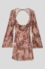Picture of Short long-sleeved dress in printed stretch tulle • Multicolor macula