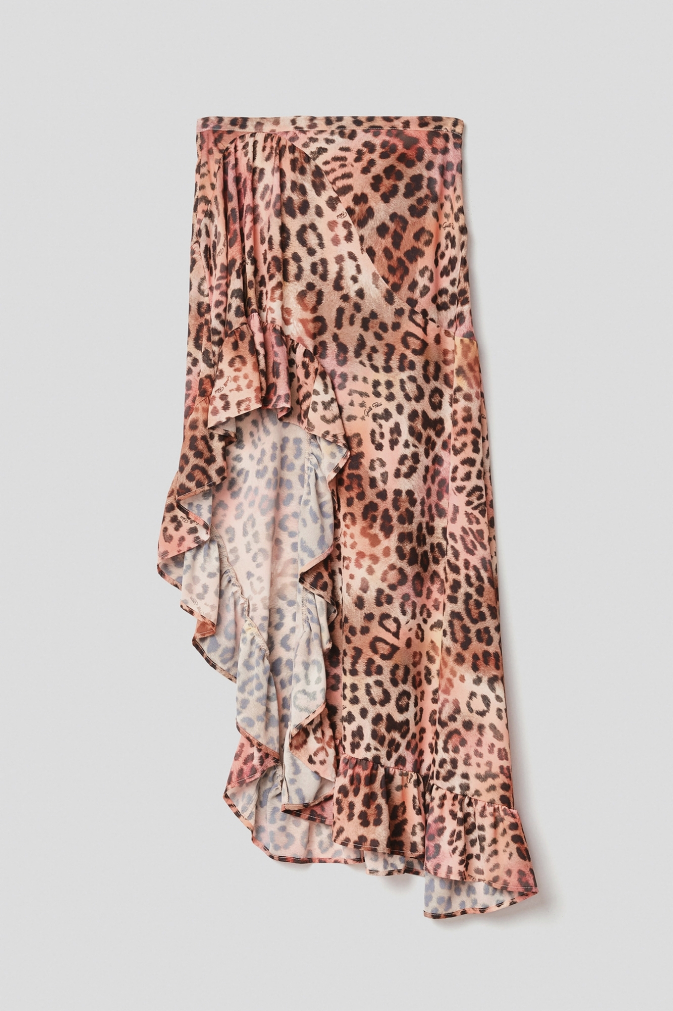 Picture of Asymmetric midi skirt with double georgette flounces • Multicolor macula